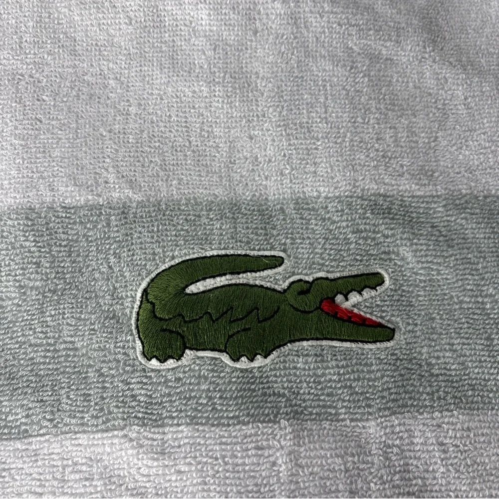 Lacoste White Bath Towel with Green Logo